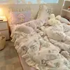 Conjunto de Roupa de Cama Fofo de Lã de Leite Quatro Peças Inverno Plush Dupla Face Capa de Edredom Lençol de Fleece Coral Conjunto de Três Peças para Dormitório