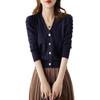 Suéter elegante y chic estilo Chanel, cárdigan de primavera y otoño de moda con mangas 3/4, estilo occidental, cuello en V, prenda exterior de punto para mujer