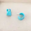 Brincos de Prata 925 com Agulha, Coloridos como Doces de Verão, Gota de Óleo Irregular em Formato de C para Mulheres, Brincos Versáteis e Elegantes para Mulheres no Dia a Dia