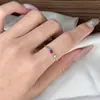 Anel de prata de lei s925 com zircônia colorida, doce e leve luxo japonês, dopamina, design requintado, moderno e versátil com um toque de alta qualidade