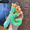 Chaveiro Criativo de Letra com Óleo e Bolinhas Coloridas Flutuantes Delicadas, Adequado para Meninas, Argola de Chaveiro de Bolsa de Casal