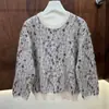 BORBOTIE Tricô Feminino 2026 Primavera/Outono Novo BC Manga Longa Gola Redonda Suéter Top de Manga Longa de Mohair
