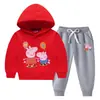 Conjunto de Suéter com Capuz Infantil Outono e Inverno Estilo Ocidental Novo para Crianças de Tamanho Médio e Grande Roupa de Inverno Grossa e Quente com Forro de Fleece