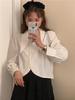Tiro real início do outono Novos ins estilo coreano mulheres francês pontiagudo gola única peito sólido slim manga comprida camisa 4 cor mulheres