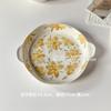 INS Vintage Sino de Vento Prato de Flores Irregular Binaural Prato de Café da Manhã Sobremesa Prato de Bolo Prato Prato de Arroz Doméstico