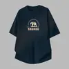 Camiseta de Algodón Puro Pesado 260g para Hombre de Manga Corta Verano Estampado de Elefante de Dibujos Animados Cuello Redondo Top Camiseta Base de Algodón