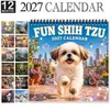 Calendário de Parede Divertido para Cães Shih Tzu 2027 Calendário de Cão de Estimação de 12 Meses com Espiral Fornecimento de Fábrica para Exportação Transfronteiriça