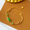 Pulseira de Jaspe Natural Novo Estilo Feminina Moda Luxo Leve Simples Tendência Dourada Quadrada Pulseira da Deusa