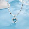 Collar de amor con circonita azul dulce y fresco para mujer, cadena de clavícula alta para otoño e invierno, collar de grano de arroz, accesorios de viento frío 2022