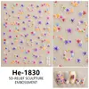 Redanco5D Pegatinas para Uñas Plateadas Estilo Ins con Relieve, Flores Secas y Flores Silvestres Pequeñas, Pegatinas 3D para Uñas He1832