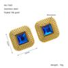 Brincos de aço inoxidável europeus e americanos de nicho brincos de telhado brincos atacado strass azul quadrado titânio aço brincos femininos femininos