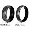 Novas Joias de Moda Europeias e Americanas da Amazon Padrão de Aço Damasco Anéis de Casal de Aço Inoxidável Anéis Esféricos Internos e Externos de 6/8mm