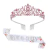Nuevo Chal con Tira Ritual Estampado QUEEN Accesorios de Decoración para Fiesta de Cumpleaños QUEEN Set de Tiras para el Hombro con Corona de Pedrería