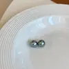 Pendientes de botón de perla gris plateado de alta calidad, lujo ligero, versátiles, simples, para perforación de oreja, diseño de nicho