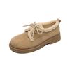 Weiwei Girl 688-6 Mocasines de Suela Gruesa para Mujer Zapatos Individuales Retro Forrados de Lana con Cordones Zapatos Birkenthal Zapatos de Algodón Cálidos de Invierno