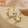 Brincos de Metal Trançado em Forma de Cruz Estilosos de Celebridade da Internet, Brincos de Metal em Anel de Möbius com Múltiplas Camadas, Joias de Metal de Nicho
