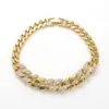 Tendencia Hip Hop Europeo y Americano Cadena Cubana Cobre Incrustado Circonita Pulsera Transfronteriza Nuevo Estilo Hip Hop de Gama Alta Joyería de Mano Simple y de Moda