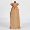 Bolsa de Lino para Embalaje de Botellas de Vino Nuevo Transfronterizo Bolsa de Regalo para Vino Tinto Bolsa de Regalo con Cordón Bolsa de Embalaje de Lino para Vino Tinto