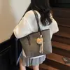 Bolso de Tote Simple, Lindo, Casual, Estilo Perezoso, Bolso de Viaje de Alta Gama, Bolso de Hombro para el Día a Día, Bolso de Moda Coreana Popular para Mujer