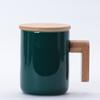 Caneca Cerâmica Estilo Nórdico com Tampa Cabo de Madeira Sólida Xícara de Chá para Escritório Presente Logo Impresso