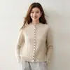 Suave Cárdigan de Punto Trenzado Estilo Coreano Nuevo para Mujer Manga Larga Cuello Redondo Botones con Borlas Versátil Suéter Chaqueta Capa Base