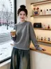 Tecido de fleece ártico, estilo coreano, suéter vermelho de corte relaxed, top feminino de outono solto e versátil, muito estiloso