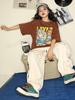 Ropa de Moda Hip-Hop para Niños Ropa Suelta de Práctica Hip-Hop Traje de Pantalón Corto con Mangas Cortas de Grulla Niños y Niñas Hip Hop Performance