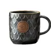 Caneca de Cerâmica Escama de Peixe Personalizada com Logo Estilo Retrô Grande Capacidade Selo de Cobre Caneca de Cerâmica Nova Colorida Presente Caneca de Café
