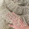 Renda Plissada com Bolinhas Douradas e Pretas, Gola e Punhos, 8cm de Largura, Cor Damasco, Renda de Malha, Roupas de Bebê, Decoração para Roupas de Pet
