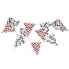 Bandera triangular de tablero de ajedrez de carreras de fórmula de gran tamaño con celosía roja, negra, blanca y gris, decoración de bandera colgante, bandera colorida