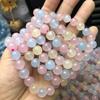 Shiquan Yinmei morganita calcedonia cuentas sueltas cuentas redondas pulsera de un solo aro diy pulsera de ágata joyería con cuentas al por mayor