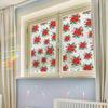 Xc9074 Láser Flores Rojas y Frutas Pintadas de Colores Decoración de Ventana de Vidrio para el Hogar Pegatinas de Embellecimiento Adsorción Electrostática