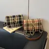 Comercio Exterior Moda Transfronteriza Letras Lana Retro Cuadros Bolso de Mano para Mujer Otoño e Invierno Ropa de Trabajo Hombro Cruzado Pequeño Cuadrado