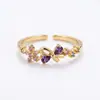 Anillo Ajustable con Apertura de Circonita Estilo INS Más Vendido Transfronterizo para Mujer Dulce Lindo Flor Elegante