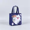 Novas Sacolas de Presente de Natal com Estampa Dourada de Comércio Exterior em Estoque, Sacolas Tote de Tecido Não Tecido com Estampa Colorida de Personagens do Papai Noel