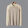 Venta al por mayor transfronteriza Otoño e Invierno Tejido de lana Camisa polo para hombre Solapa Raglán Media cremallera Accesible Lujo Exportación de negocios
