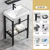 Lavabo/lavamanos cerámico de pie para apartamento pequeño con soporte de acero inoxidable, apto para balcones exteriores.