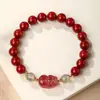 Pulsera de Ágata Roja del Sur Natural para Mujer, Cristal de Fresa, Pulsera de Cuentas de Transferencia Pixiu de la Suerte para Novia, Joyería de Mano de Piedra de Luz de Luna