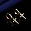 Brincos de argola com cruz de diamante de personalidade simples europeus e americanos para homens e mulheres versão coreana do Coringa fivela de orelha da moda joia de orelha atacado