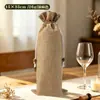 Bolsa de linho transfronteiriça para garrafa de vinho, bolsa de presente de vinho com cordão multicolorido, bolsa de armazenamento de vinho para festa de Natal, bolsa de garrafa para banquete