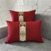 Sofá de lino grueso estilo chino nuevo de madera maciza, almohada lumbar, funda de almohada estilo chino clásico, cojín de cabecera extraíble y lavable