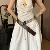 Cinturón Retro de Letras y Mariposas para Mujer, Fajín Ancho de Alta Gama Incrustado con Pedrería para Falda, Jeans, Decoración de Cinturón de Moda