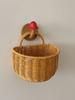 Cesta de Almacenamiento para Cebolla, Jengibre y Ajo de Cocina Montada en la Pared Cesta Tejida de Mimbre de Imitación Satchchel Retro Cesta Pequeña Cesta de Frutas Cesta de Flores Cesta de Huevos