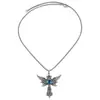 Collar Vintage Desgastado Alas de Ángel Cruz Ojo del Diablo para Hombres y Mujeres Hip Hop Genial Colgante Ojo Azul y Rojo