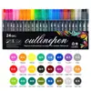 Set de 60 Plumas de Contorno Metálicas de Doble Línea Oníricas, Pluma con Purpurina, Marcador de Color Metálico, Pluma Marcadora Fluorescente para Diario