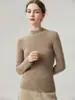 Suéter de cuello semi-alto 100% cachemir puro para mujer, corte ajustado, color liso, de punto de manga larga, nuevo estilo otoño e invierno