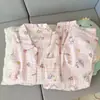 Pijama de gato xadrez rosa estilo princesa de desenho animado, conjunto novo de primavera/outono com mangas compridas e calças compridas, adequado para usar tanto em ambientes internos quanto externos
