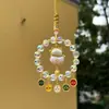2026 Nuevo Colgante de Cristal para Coche Dios de la Riqueza de Cinco Vías Gato de la Suerte Decoración para Coche y Bolso Hogar y Viaje Estilo Retro