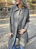 Abrigo de Lana con Solapa Estilo Europeo y Americano 2026 de Amazon para Mujer, Abrigo de Lana de Doble Cara Holgado de Longitud Media para Otoño e Invierno