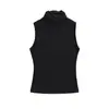 25103-26 Chaleco sin mangas de cuello alto picante para mujer, puro deseo, capa base sexy y versátil de corte ajustado